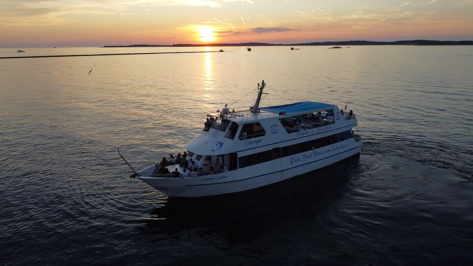 Aerial view of Pula coastline and the Adriatic Sea near Brijuni Islands